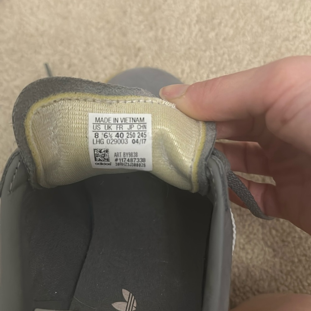 Adidas Campus Gray Sneakers with Gold Sole- worn once - Picture 4 of 4